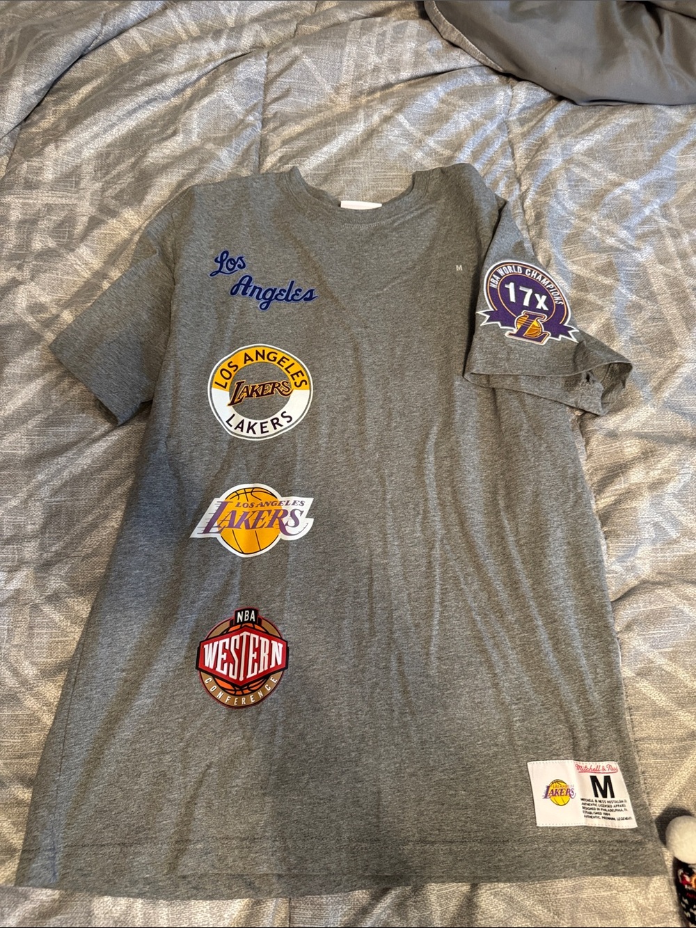 Mitchell & Ness Grey Los Angeles Lakers Graphic Tee